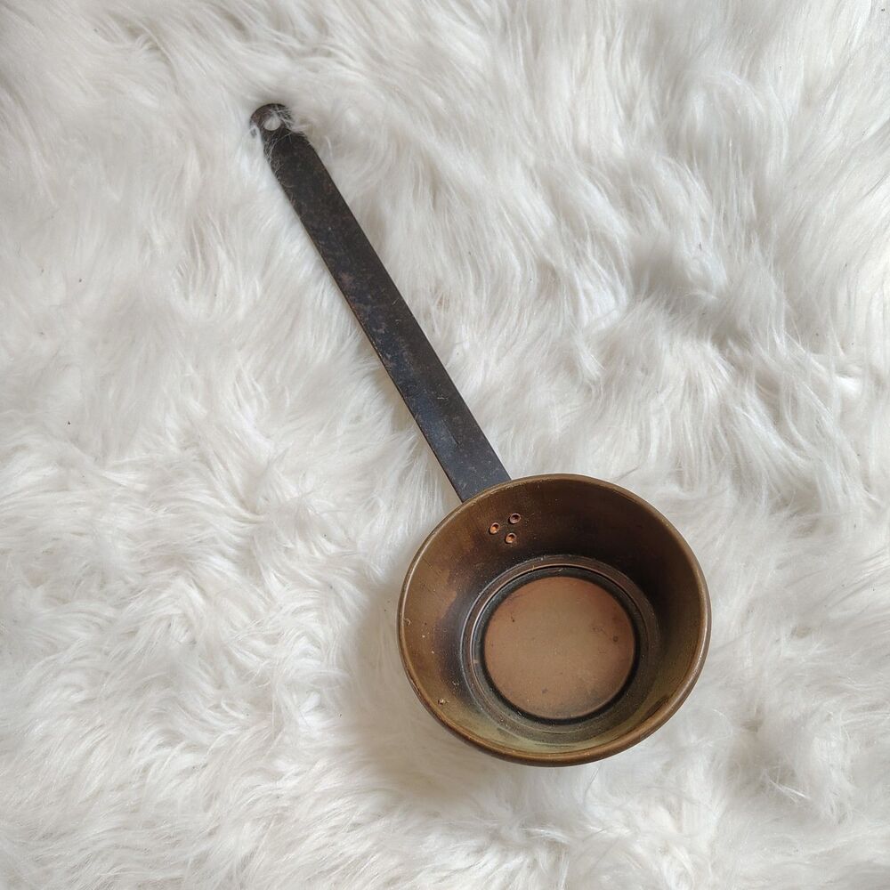 Antique Steel Copper Dipping Ladle 14" Long Rustic Cabin Farmhouse Primitive